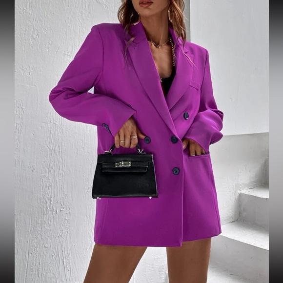 SHEIN Jackets & Blazers - Purple Button Down Blazer